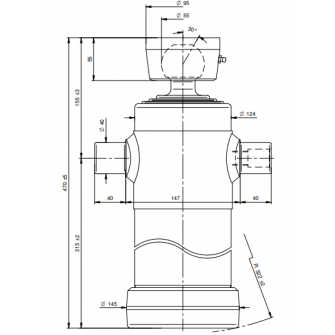 Teleskopski cilinder 3 stopnje 11 ton 893 mm s kroglo 4033S